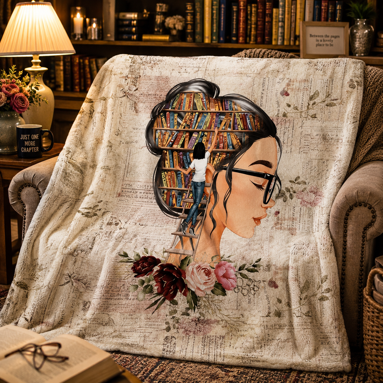 Personalized book lover blankets with reading, library, and cozy bookish designs by Jeminise