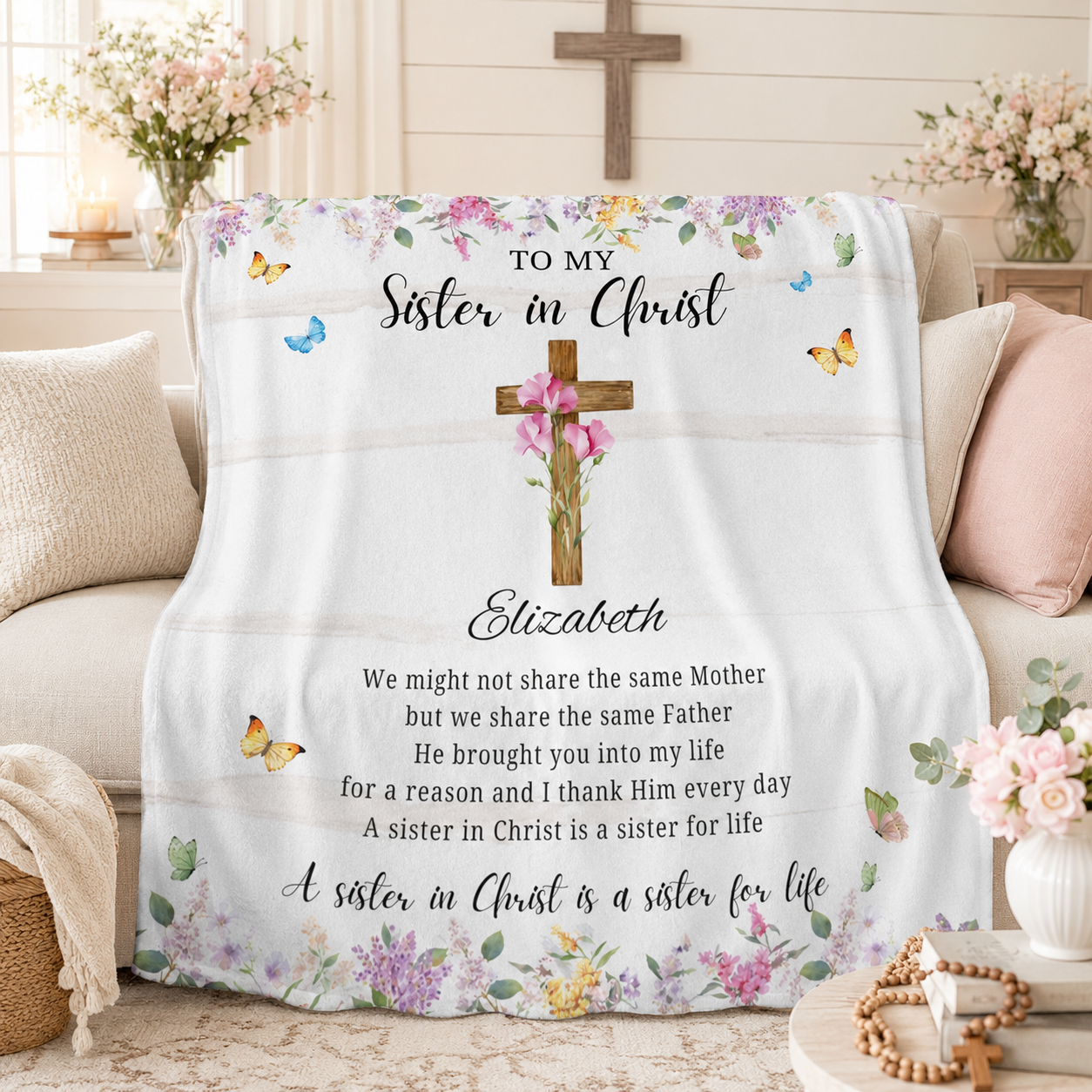Personalized Christian and baptism blankets with faith-inspired keepsake designs by Jeminise