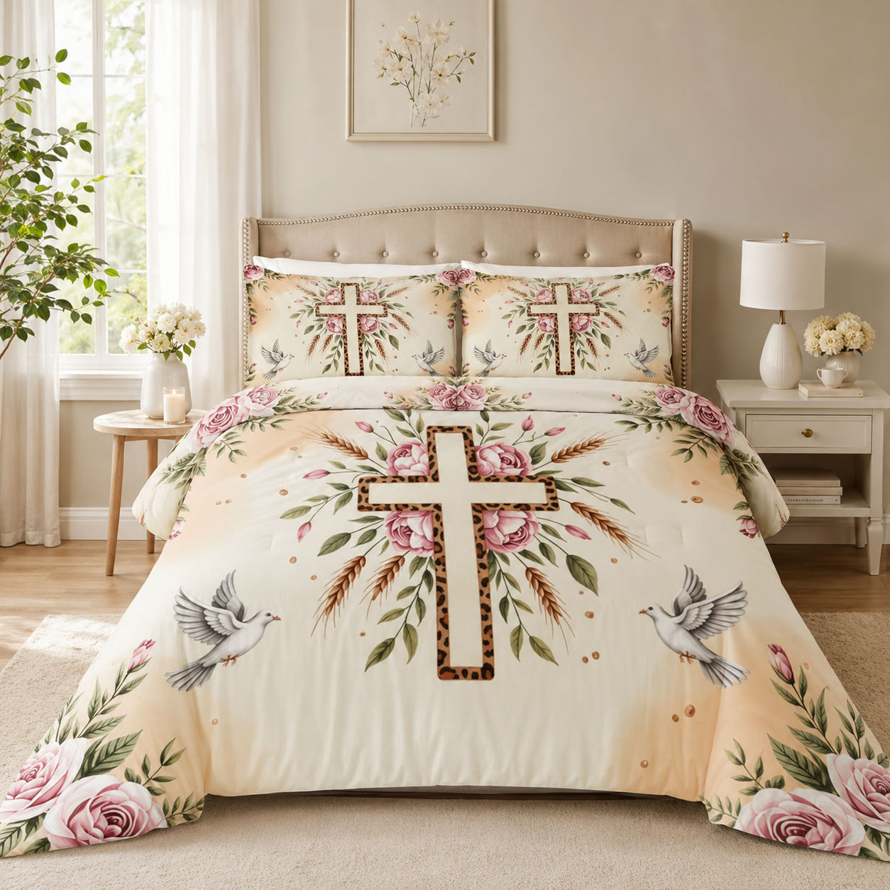Personalized Christian and baptism blankets, quilts, comforters, and faith-inspired custom bedding by Jeminise