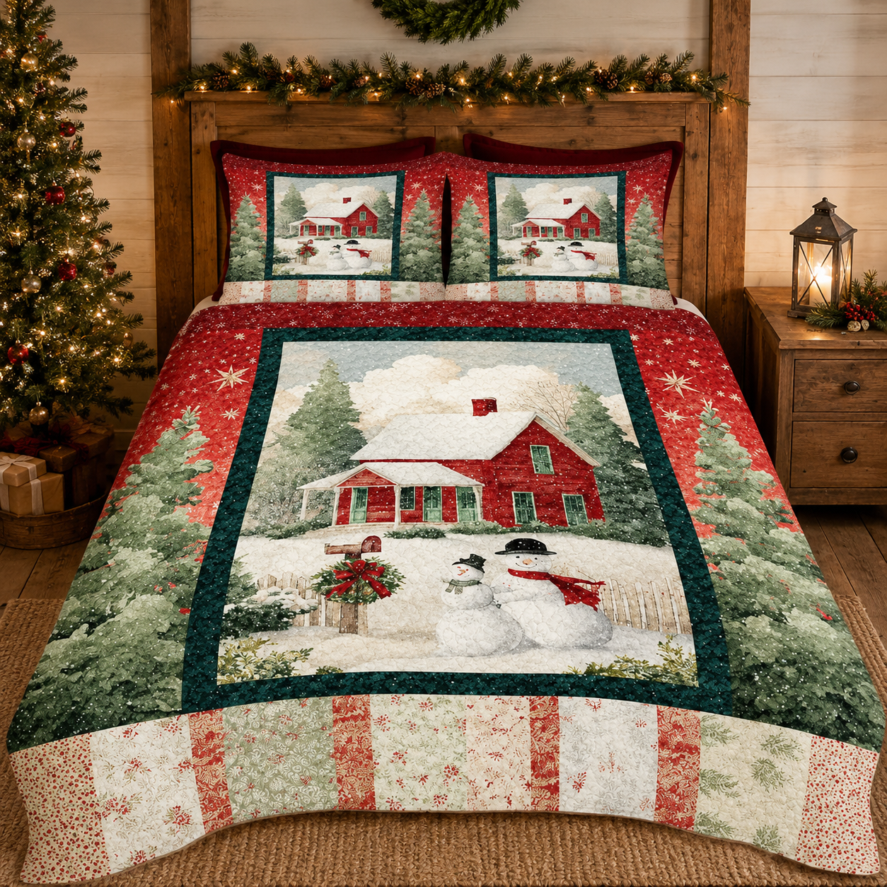 Personalized Christmas blankets, quilts, comforters, and festive holiday bedding by Jeminise