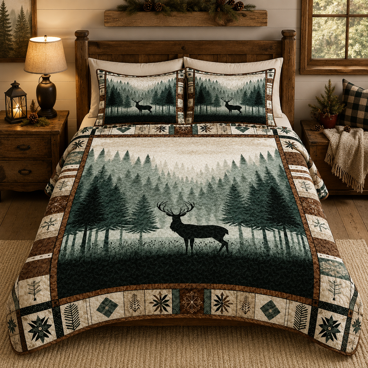 Personalized deer blankets, quilts, comforters, and rustic wildlife custom bedding by Jeminise