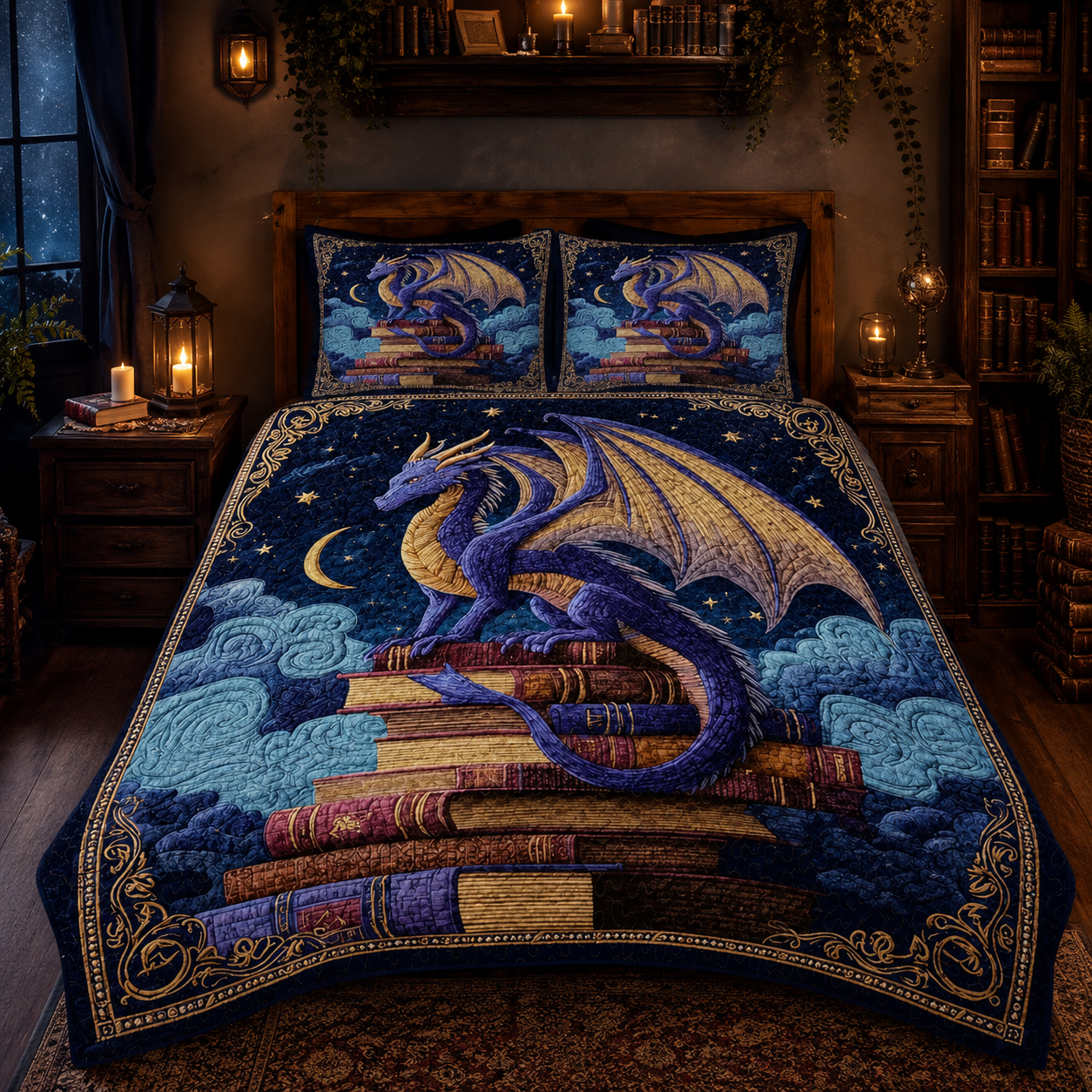 Personalized dragon blankets, quilts, comforters, and fantasy custom bedding by Jeminise