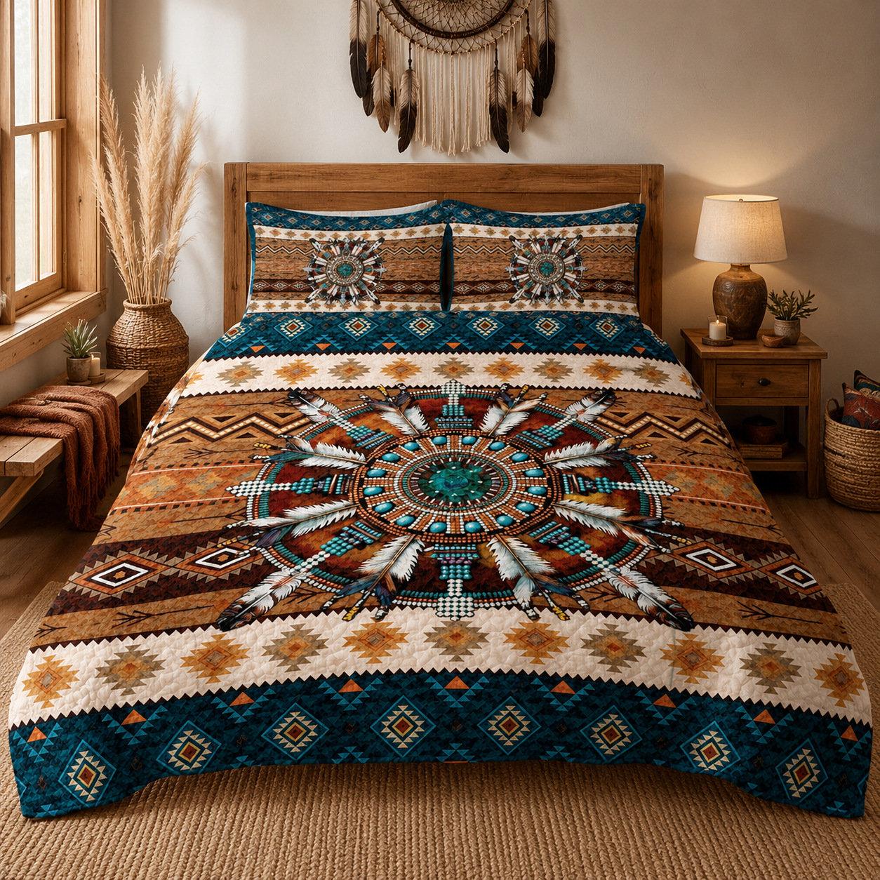 Personalized dream catcher blankets, quilts, comforters, and boho custom bedding by Jeminise