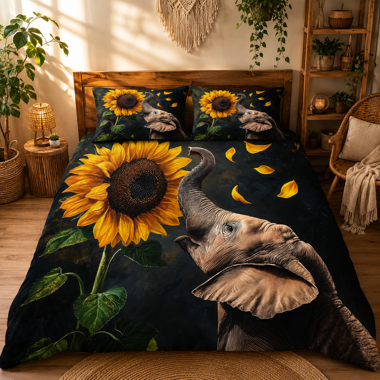 Personalized elephant blankets, quilts, comforters, and safari-inspired custom bedding by Jeminise