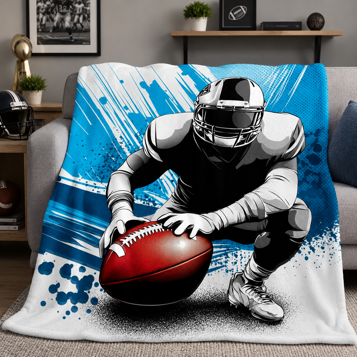 Personalized sports blankets with custom designs for fans and athletes by Jeminise