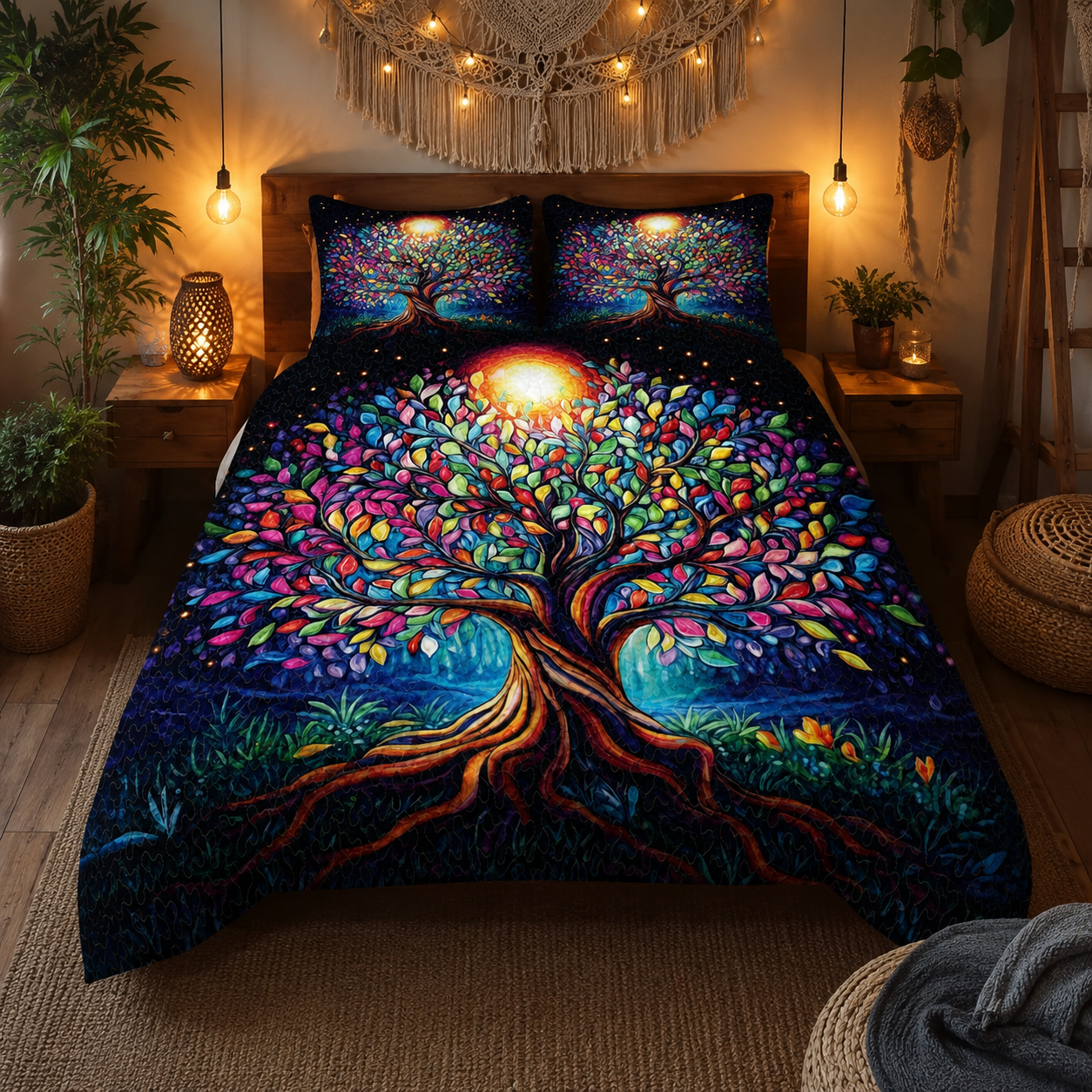 Personalized Tree of Life quilts with family names, photos, and meaningful keepsake designs by Jeminise