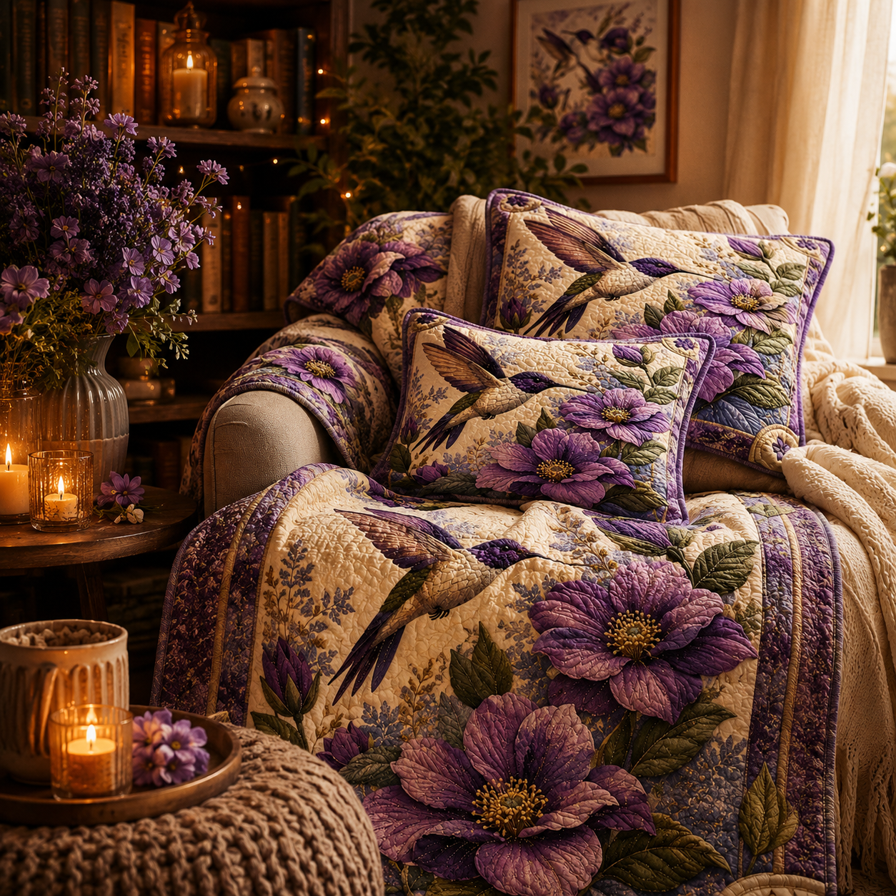 Personalized floral blankets, quilts, comforters, and botanical custom bedding by Jeminise