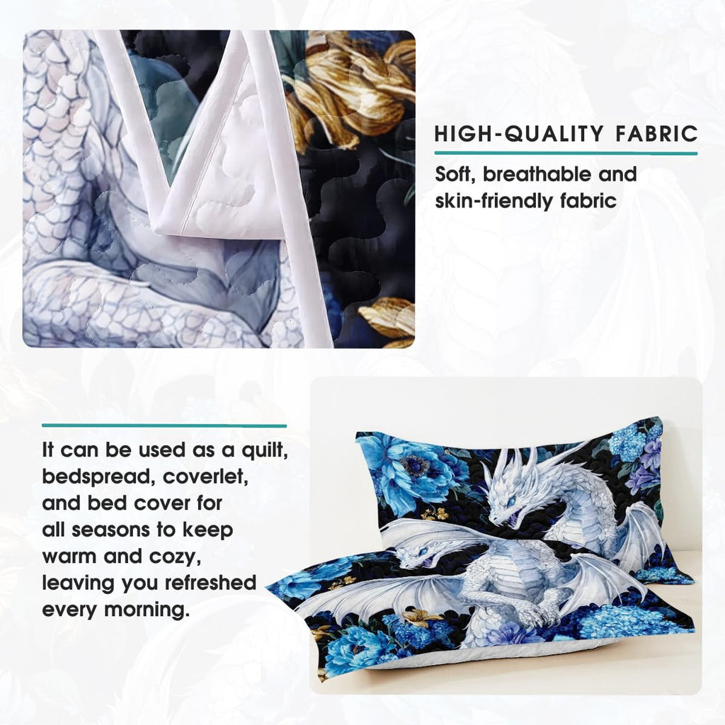 White dragon bedding detail infographic