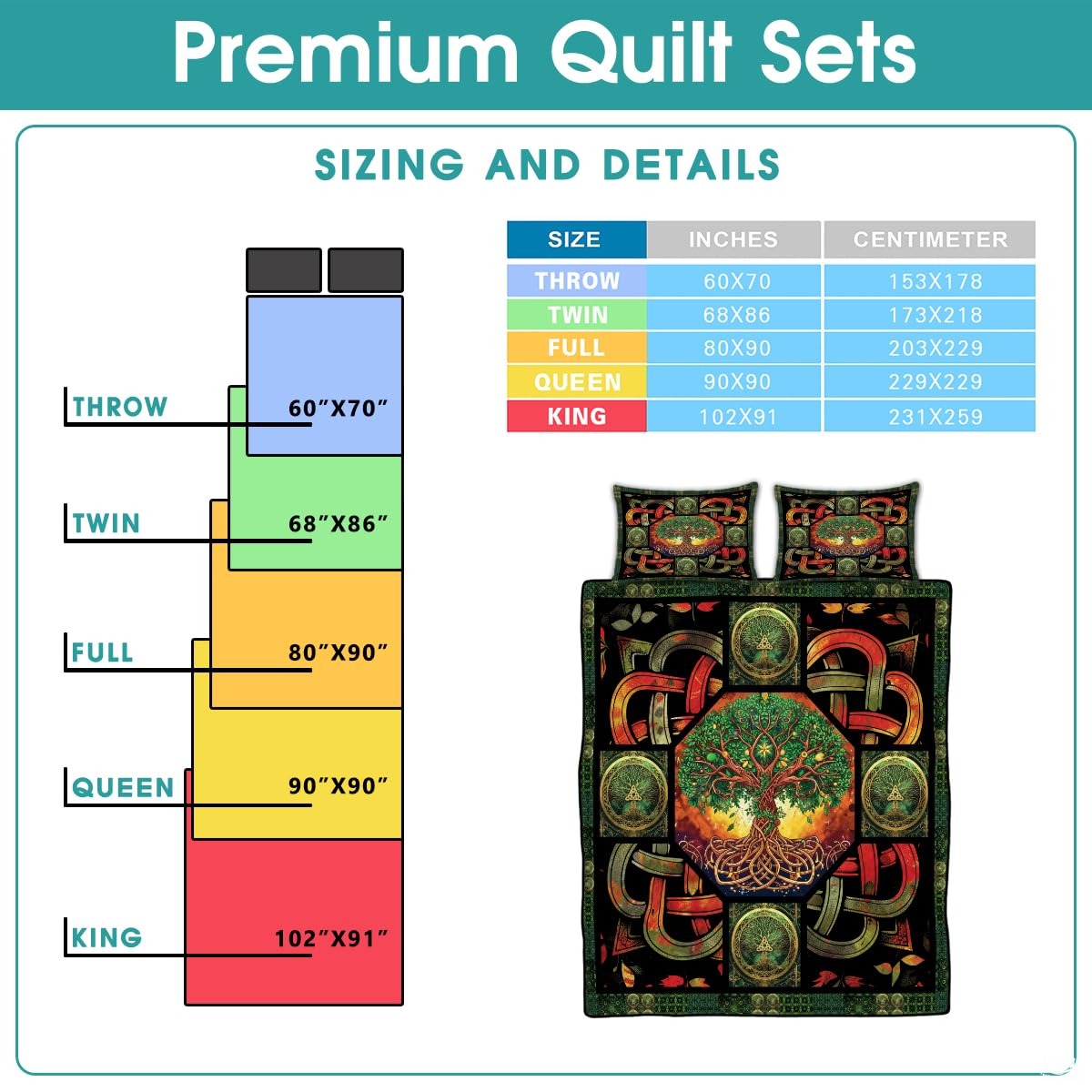 Personalized Celtic Tree of Life Yggdrasil Quilt Sets