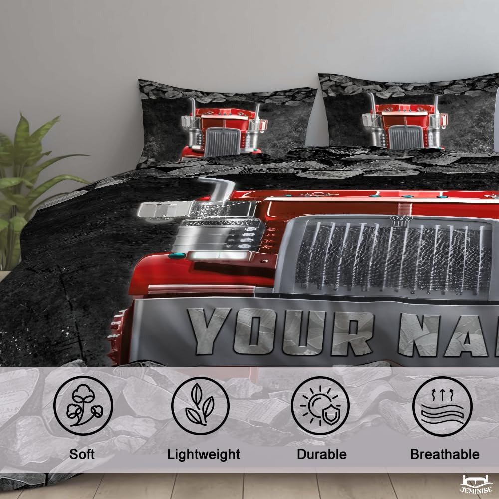 Custom Trucking Semi Truck Breaking Through Stone Wall Comforter design 1