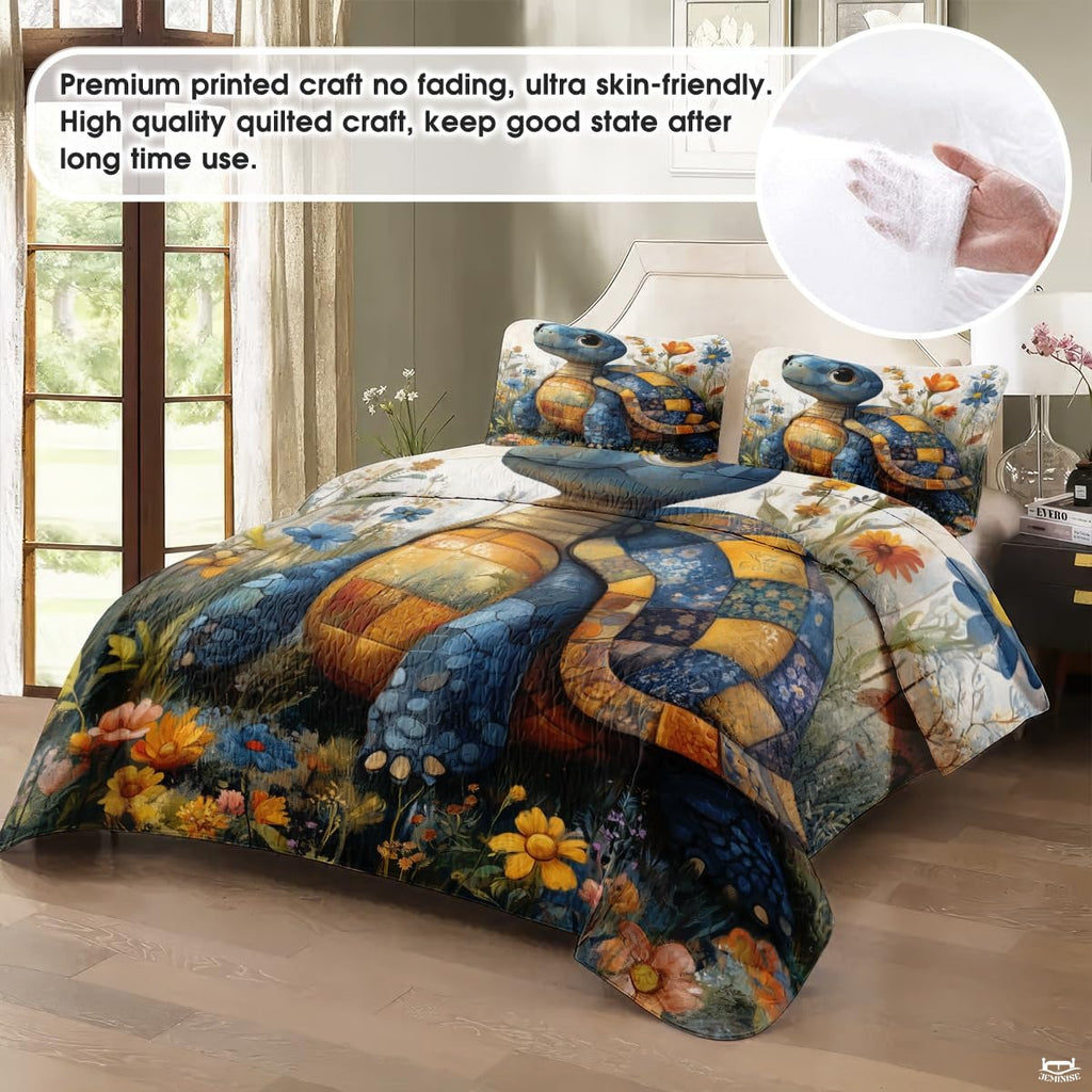 Sea Turtle Pattern Quilt, Animal Patchwork Sea Turtle Quilt Set Patchwork Style, Premium Pattern Quilt Bedspread, Animals Bedding Quilts Gift for Men Women
