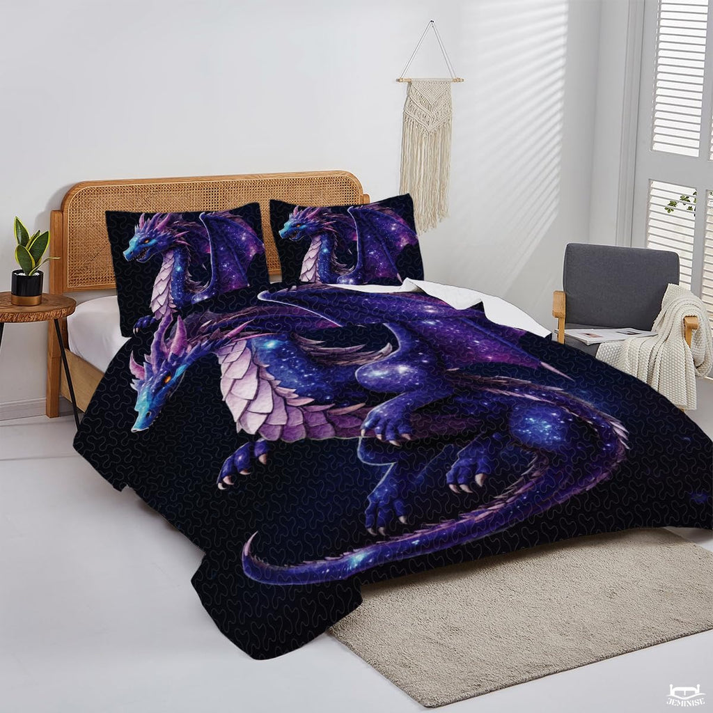Custom Fantasy Dragon with Galaxy Patterned Wings Comforter