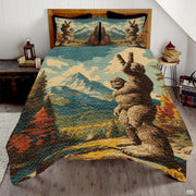 Personalized Bigfoot Peace Sign Mountain Landscape Quilt Sets