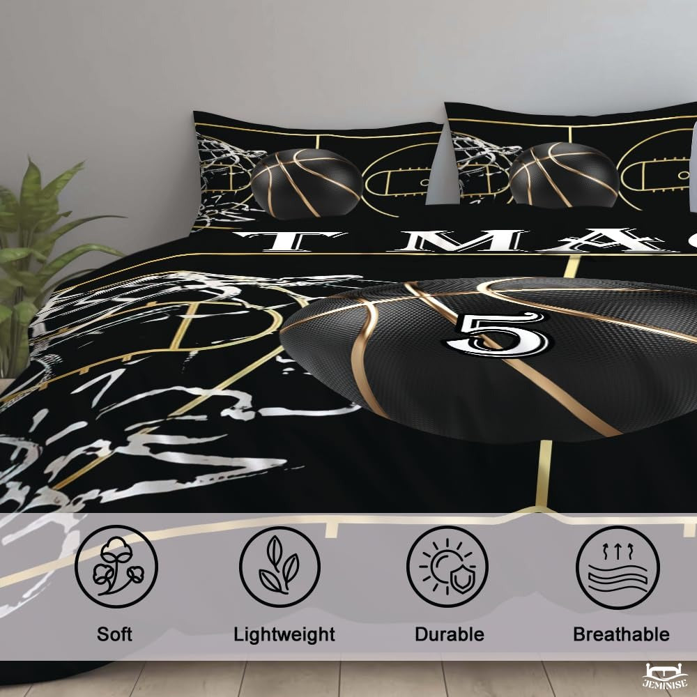 Personalized Basketball on Court Lines Comforter with Name and Number