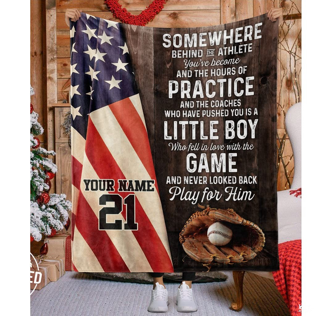Custom Name Catcher Batter Baseball Baseball Throw, Baseball Blanket Gift Baseball Bedding Gift for Adult, Christmas New Years Gift for Baseball Player, Pitcher Gift (Baseball Design 11)