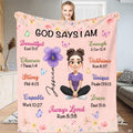 God Says I Am scripture affirmations girl blanket with butterflies