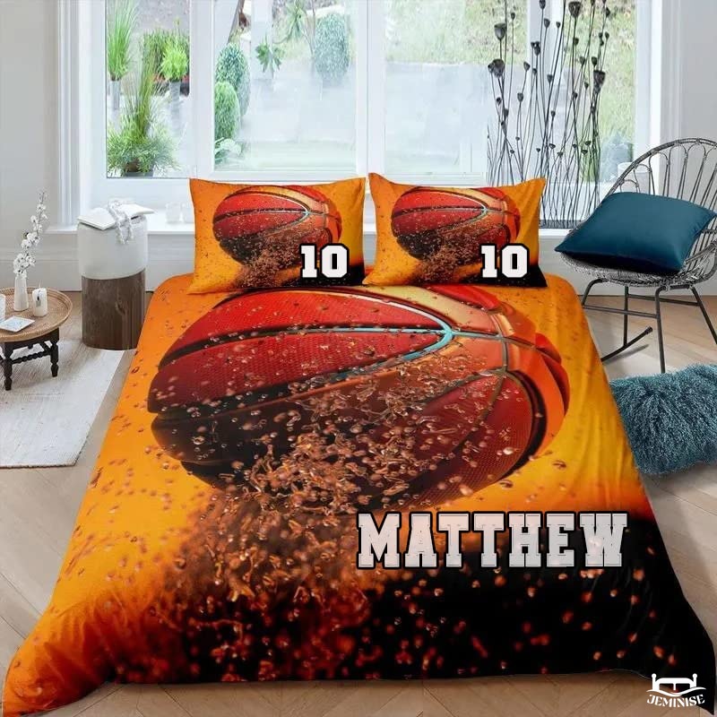 Personalized Basketball with Water Splash Comforter with Name and Number
