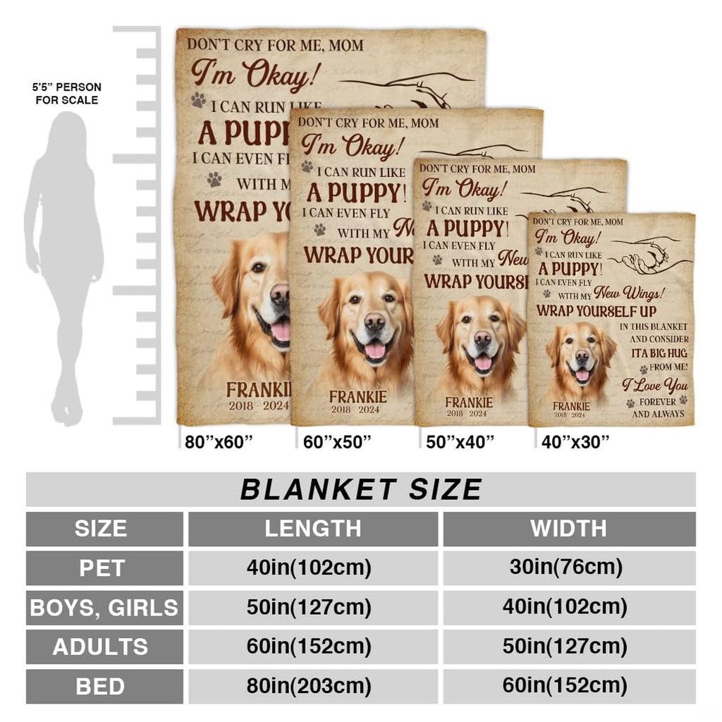 Pet memorial throw blanket displayed over a comfortable armchair