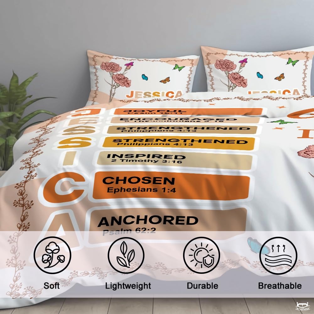 Christian Bedding Set – Inspirational Bible Verse Comforter – Religious Bedding for Women, Faith Gift for Mom, Daughter, Sister, Birthday & Religious Gifts (God Says I am #2)
