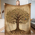 Tree bedding set showcasing an antique Tree of Life manuscript design with ornate scrollwork.