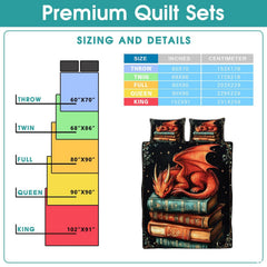 Sleeping dragon bedding sizing infographic