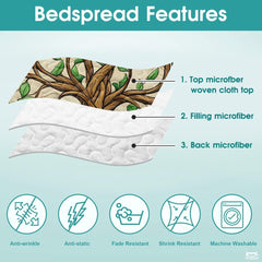 Nature and Mythology Tree of Life Quilt Set With Twisted Tree Trunk
