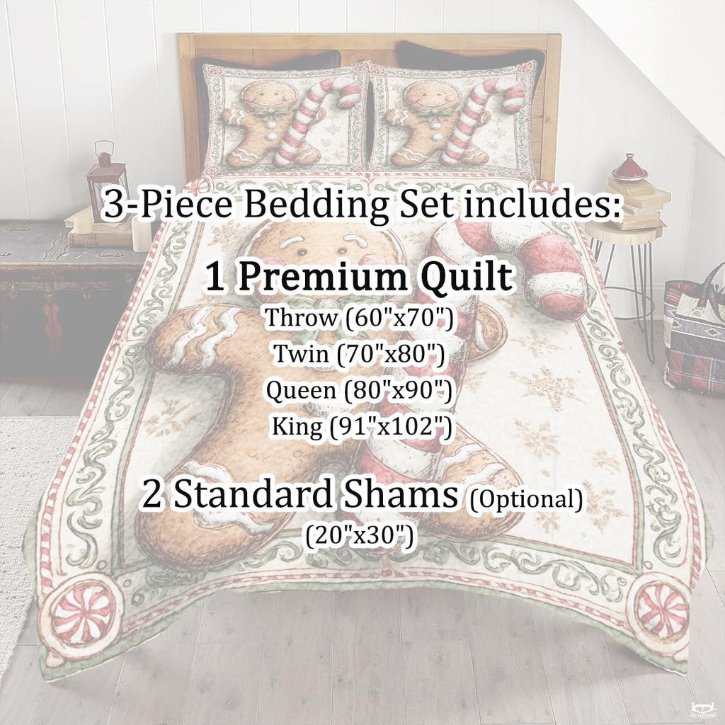 Christmas Bedding Quilt – Soft Microfiber Holiday Bedspread, Lightweight Winter Bedding, Cozy Xmas Quilts for Couch, Bedroom & Seasonal Home Decorations (Christmas Quilt-DS05)