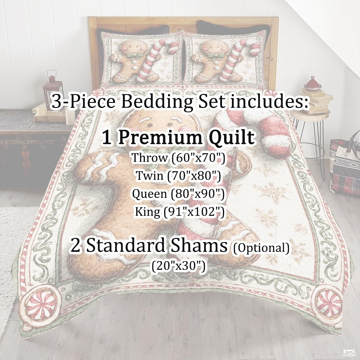 Christmas Bedding Quilt – Soft Microfiber Holiday Bedspread, Lightweight Winter Bedding, Cozy Xmas Quilts for Couch, Bedroom & Seasonal Home Decorations (Christmas Quilt-DS05)