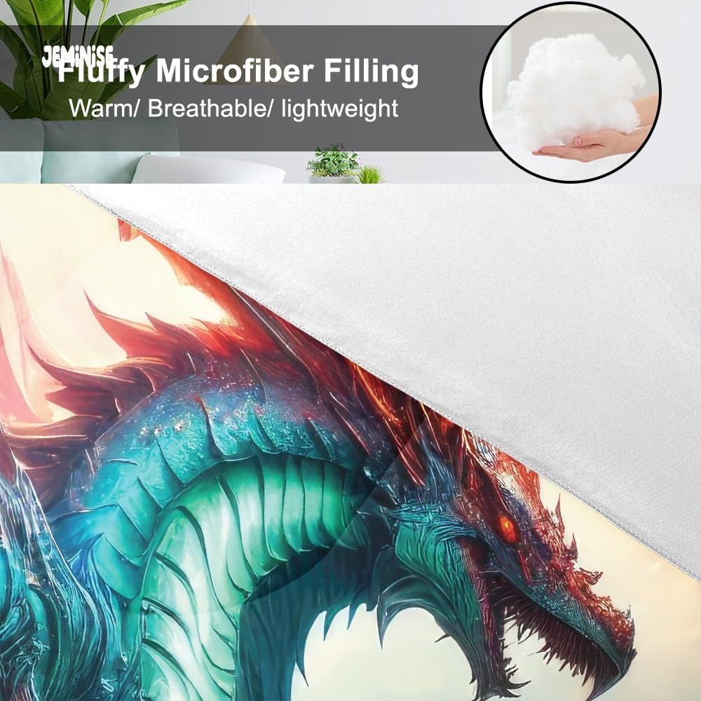 Jeminise Dragon on Cliff Comforter Set, Fantasy Bedding