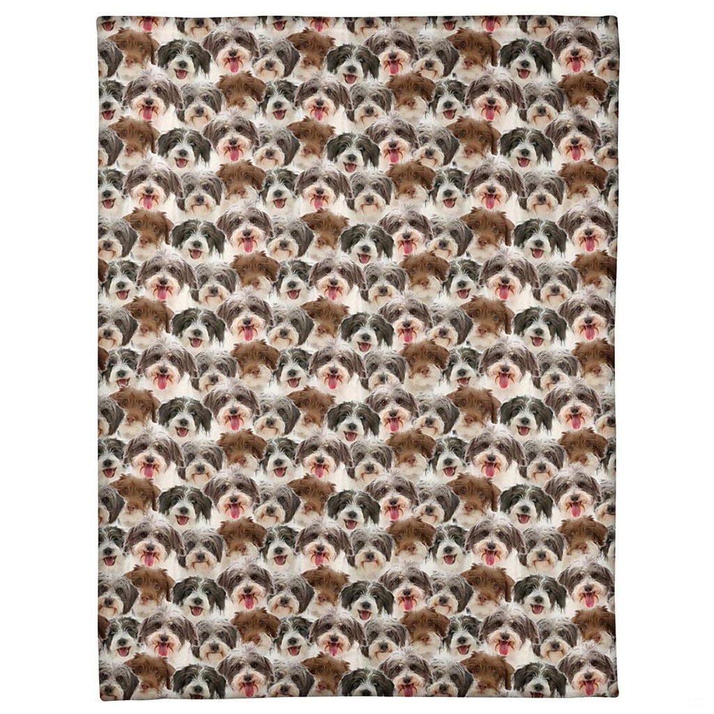 Havanese dog breed blanket featuring an all-over photo collage pattern.