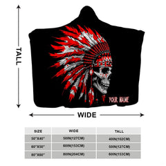 Feathered headdress skull artwork blanket flat layout view