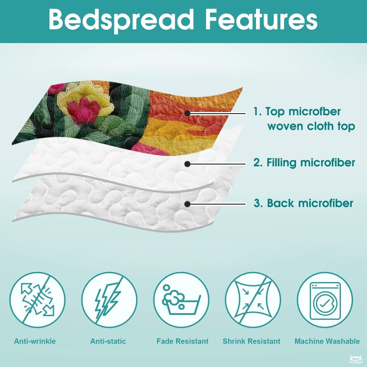 Personalized Desert Sunset Cactus Floral Quilt Set, Machine Washable
