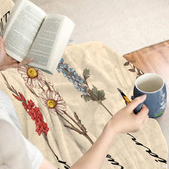 Floral grandmother gift throw blanket folded neatly on bedroom bench