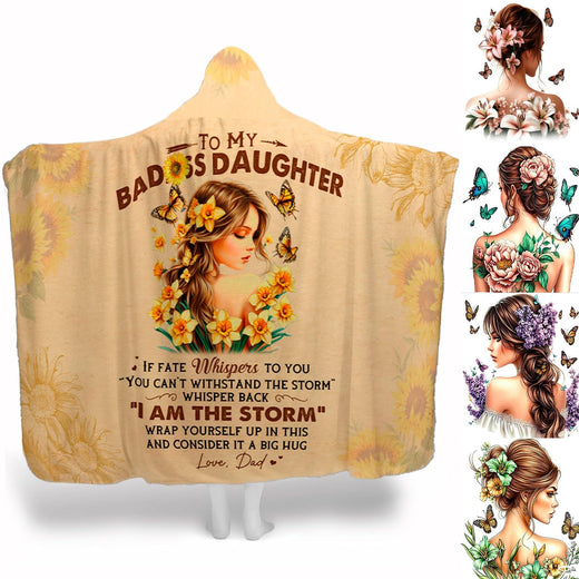 Daughter floral portrait inspirational graphic blanket front view