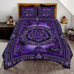 Witch Throw Quilt Set – Vintage Gothic Style Fall Bedspread for Autumn Bedroom Decor, Halloween Witch Bedding with Magical Patchwork Pattern, Soft Lightweight Quilt, Twin, Full, Queen Sizes (Color 9)