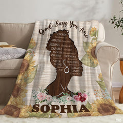 Personalized Sunflower God Says You Are Throw Blanket, Lightweight