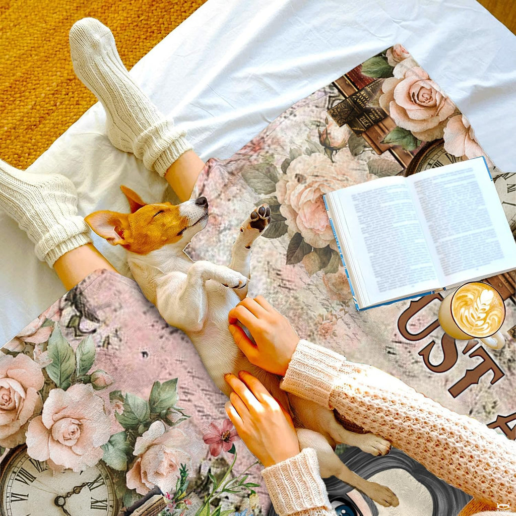 thematic accent bedroom styling pairing whimsical literary bedding with a cute bedroom reading chair nearby.