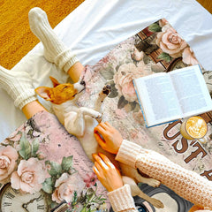 thematic accent bedroom styling pairing whimsical literary bedding with a cute bedroom reading chair nearby.
