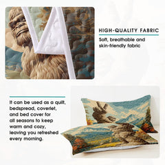 Personalized Bigfoot Peace Sign Mountain Landscape Quilt Sets