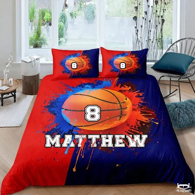 Personalized Basketball with Paint Splash Comforter with Name and Number