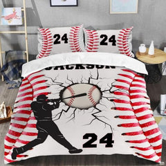 Personalized Baseball Player Breaking Design Comforter Set