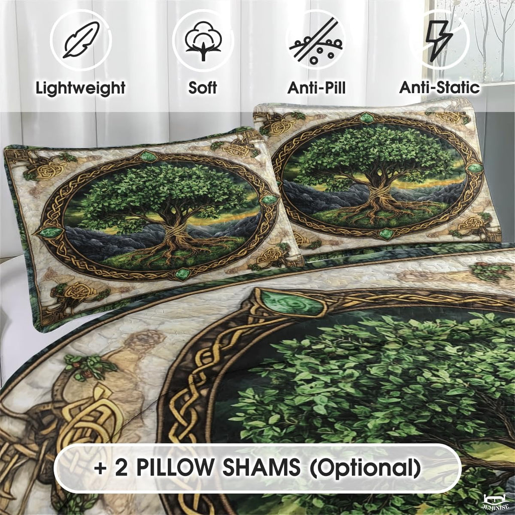 Custom Tree of Life Quilt Set Celtic Yggdrasil Bedding for Bedroom Decor