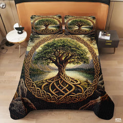 Custom Celtic Tree of Life Quilt Set with Intertwined Roots Design