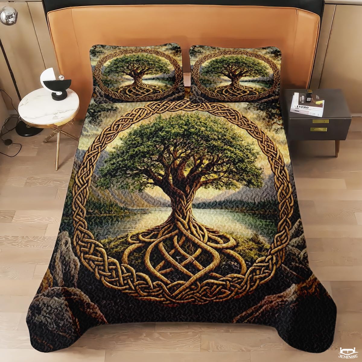 Custom Celtic Tree of Life Quilt Set with Intertwined Roots Design