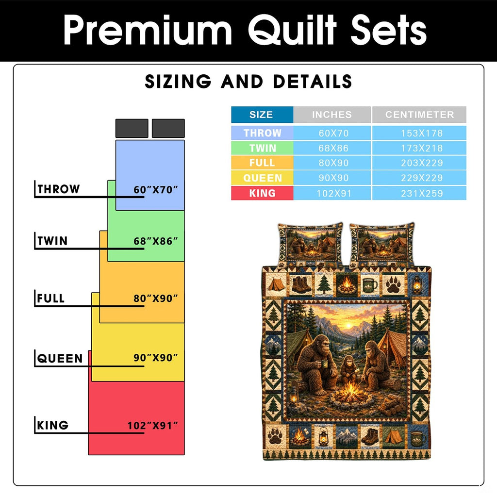 Cabin bedroom decor styling featuring a family campsite and mountain sunset bedding set