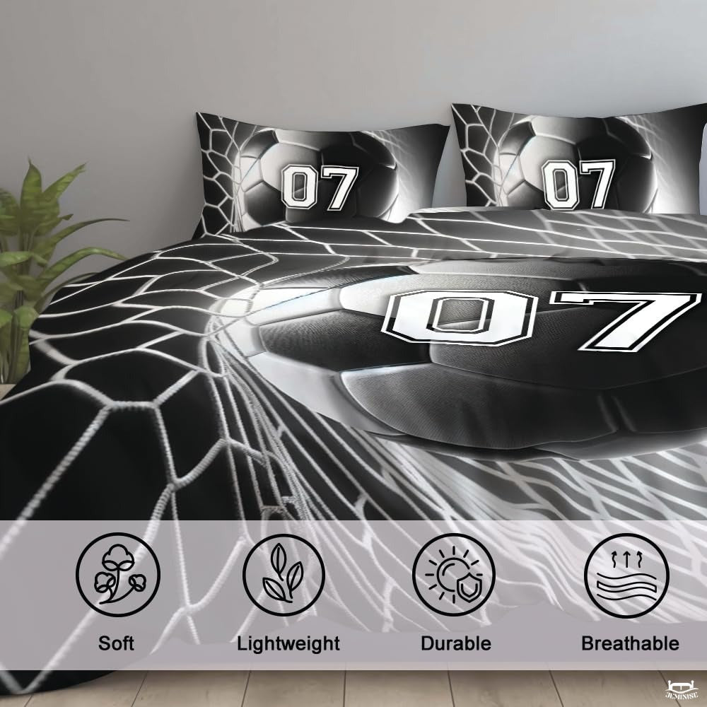 Custom Soccer Net with Number 07 Comforter Set, Machine Washable