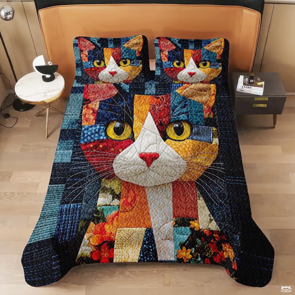 Cat Patchwork Quilt Set, Animal Pattern Bedding, Cat Pattern Quilt Set Patchwork Style, Colorful Quilts Bedspread Twin Size, Throw Full Queen King Quilt Blanket