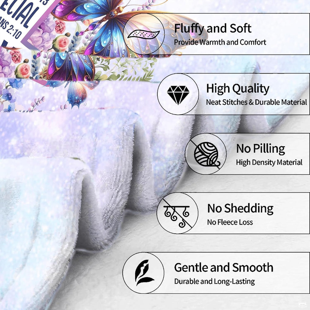 Christian cross butterflies floral blanket detail of cross and butterflies