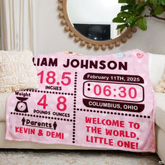 Graphic layout illustrating product features and detailed views of the baby milestone blanket.