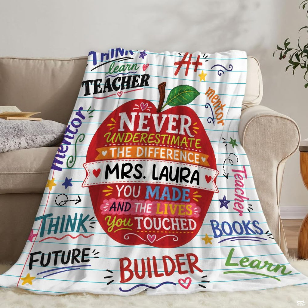 Angle view of academic art bedding highlighting cheerful colors and notebook ruled lines.